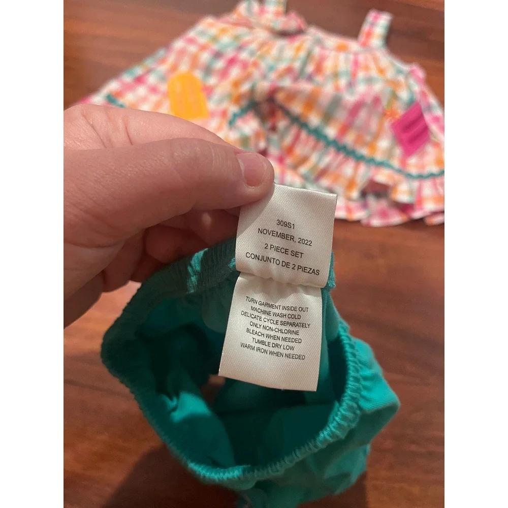Good Lad Gingham Popsicle Applique 2-Piece Ruffle Top and Bloomers Set 12 Months